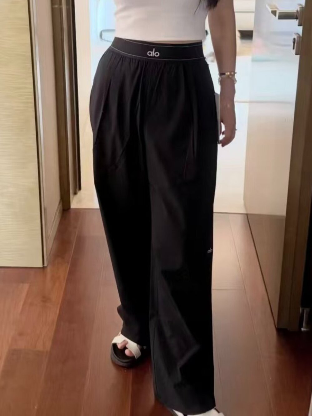 NWT ALO Yoga Suit Up Trouser Black Regular🌺Wide Leg Pants🌤Versatile,Sz XS-M